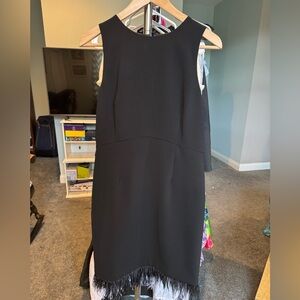 Ann Taylor Black Midi Dress with Fringe Hem